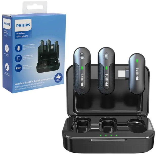 MICROFONO INALAMBRICO DOBLE LAVALIER TIPO-C PHILIPS DLM9002C