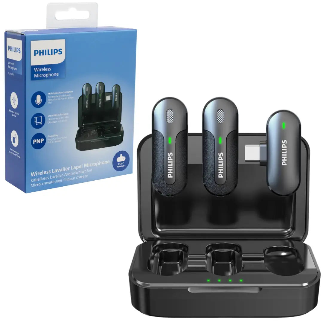 MICROFONO INALAMBRICO DOBLE LAVALIER TIPO-C PHILIPS DLM9002C