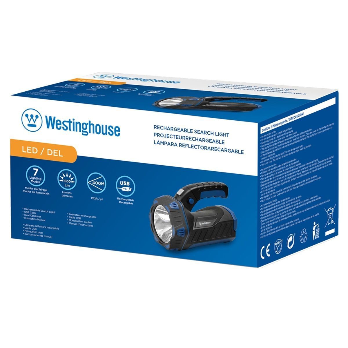 LINTERNA FOCO RECARGABLE 1000 LUMENES WF227-CB WESTINGHOUSE