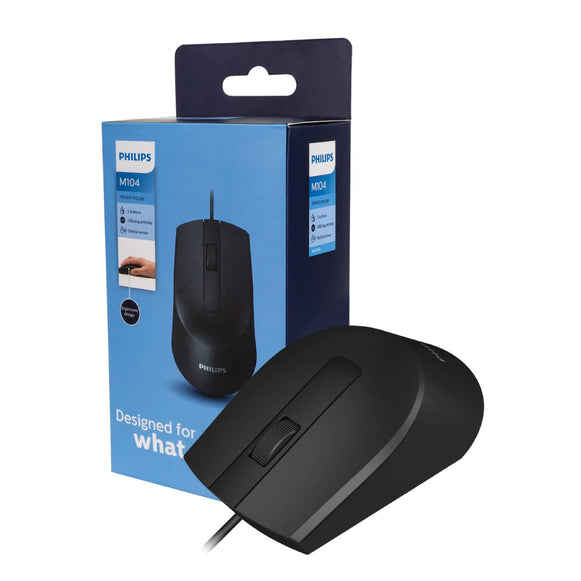 MOUSE ALAMBRICO NEGRO PHILIPS M104