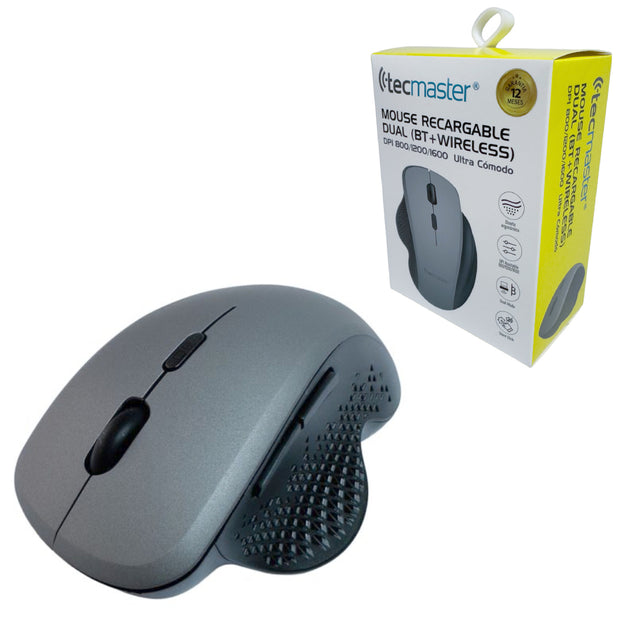 MOUSE ERGONOMICO INAL. RECARGABLE TECMASTER TM-100562-GF