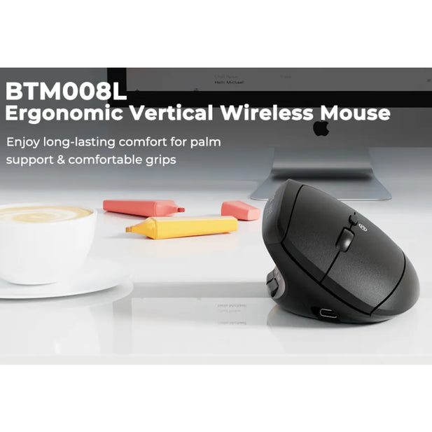Mouse Vertical Inalámbrico Zurdo Meetion BTM008L Bluetooth/ 2.4G