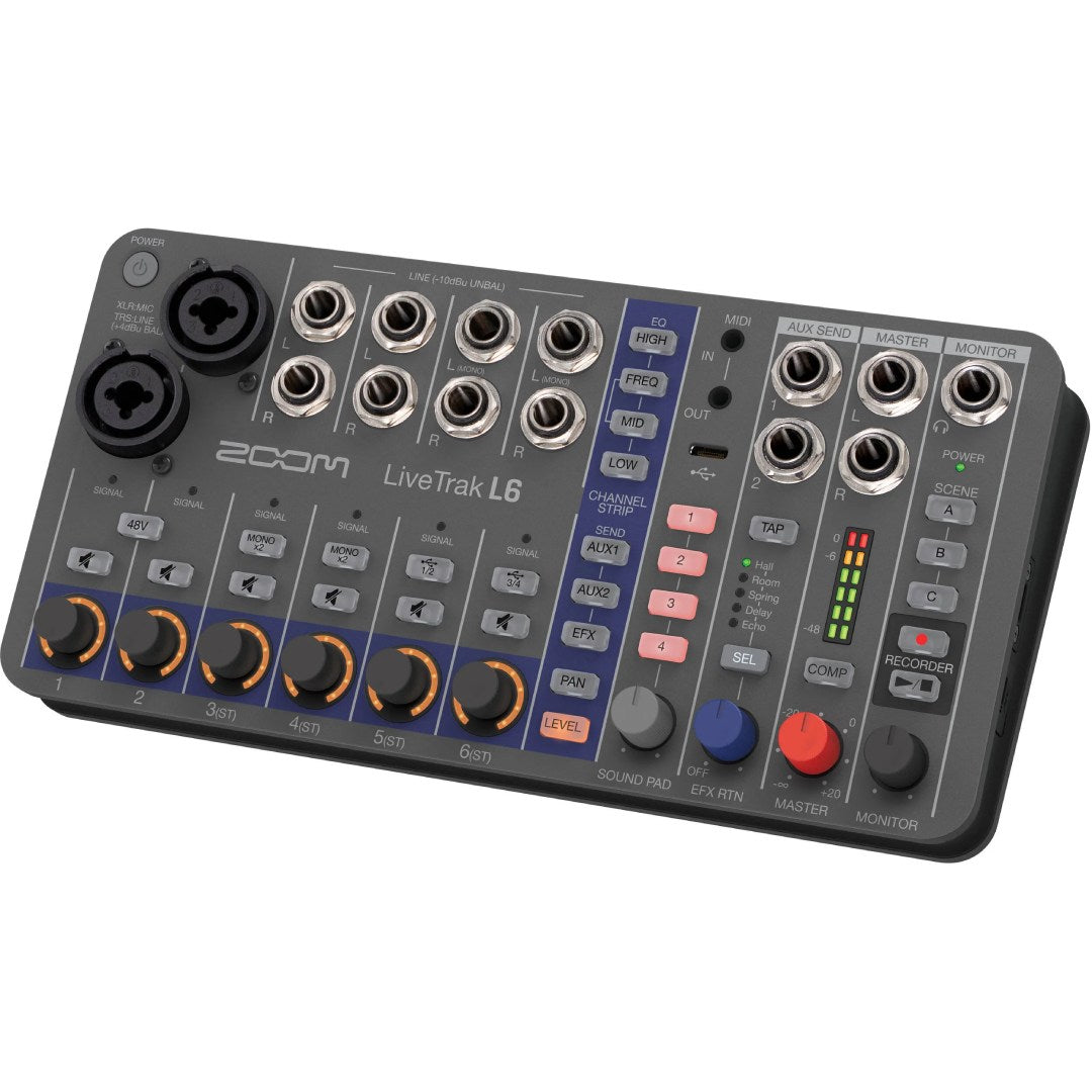 Mezclador Digital Portátil de 6CH y Grabadora Multipista L6 Zoom LiveTrak L-6