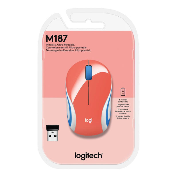 Mouse Mini Inalámbrico Logitech M187 Coral