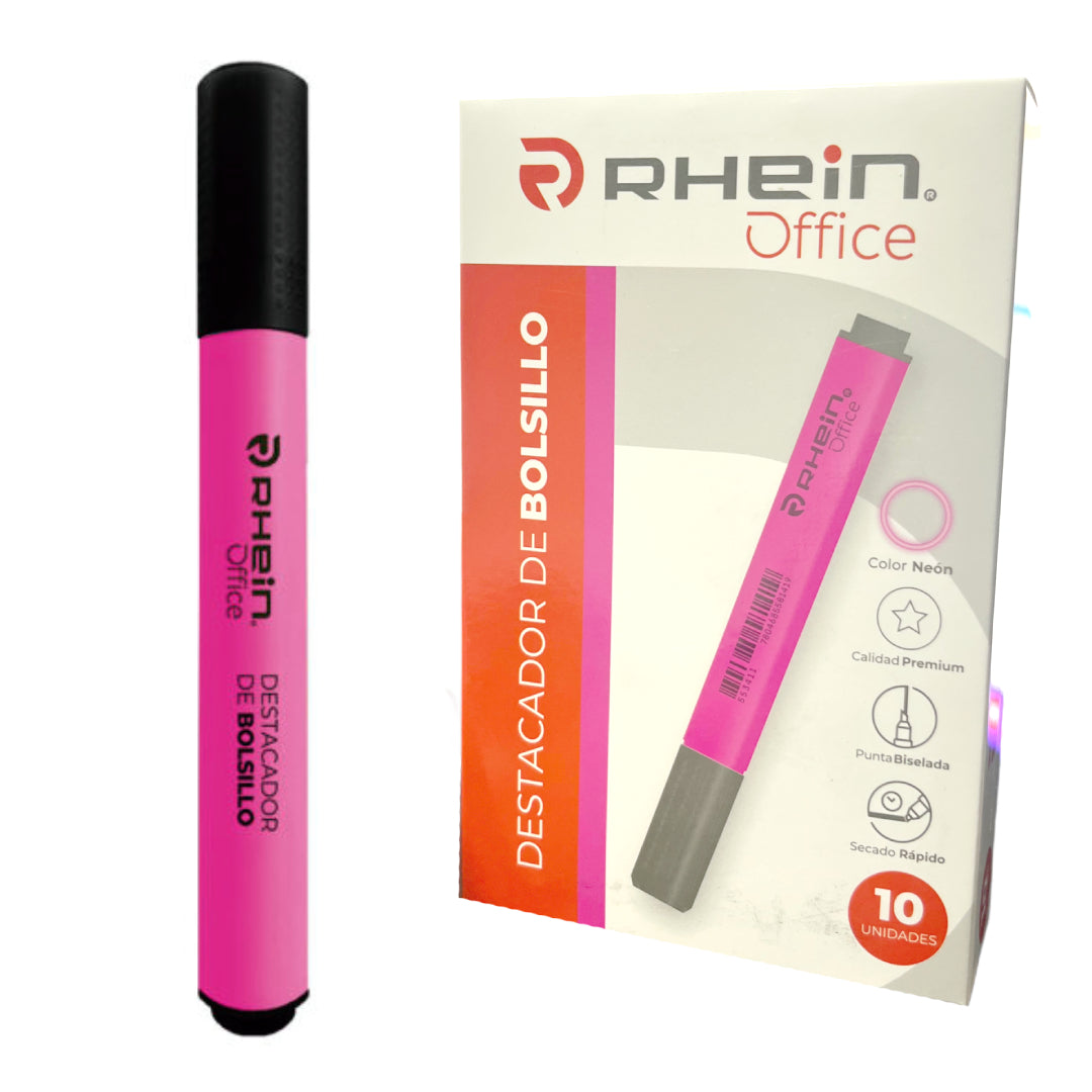 PACK 10 DESTACADORES DE BOLSILLO PUNTA BISELADA FUCSIA RHEIN 553411