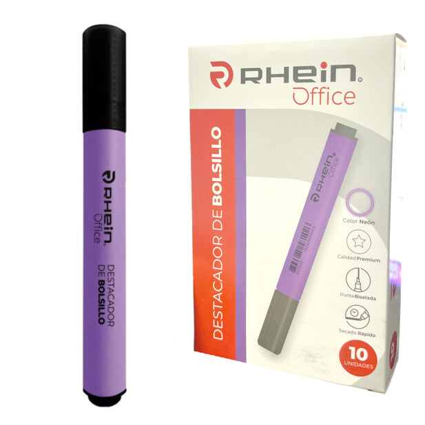 PACK 10 DESTACADORES DE BOLSILLO PUNTA BISELADA MORADO RHEIN 553412