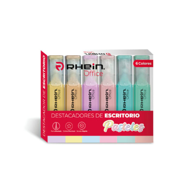 PACK 6 DESTACADORES 6 COLORES PASTEL RHEIN 553407