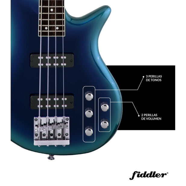 PACK Bajo Eléctrico Azul Fiddler + Amplificador 20W FD-TPE4200B