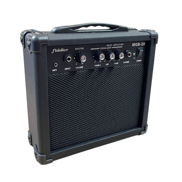 PACK Bajo Eléctrico Negro Fiddler + Amplificador 20W FD-CBA06B