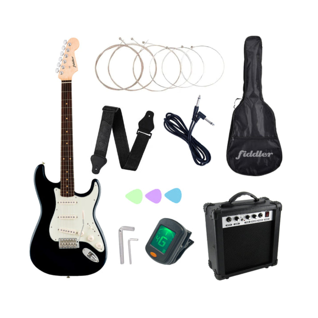 PACK DE GUITARRA ELECTRICA NEGRA + AMPLIFICADOR FIDDLER FD-CGA05B