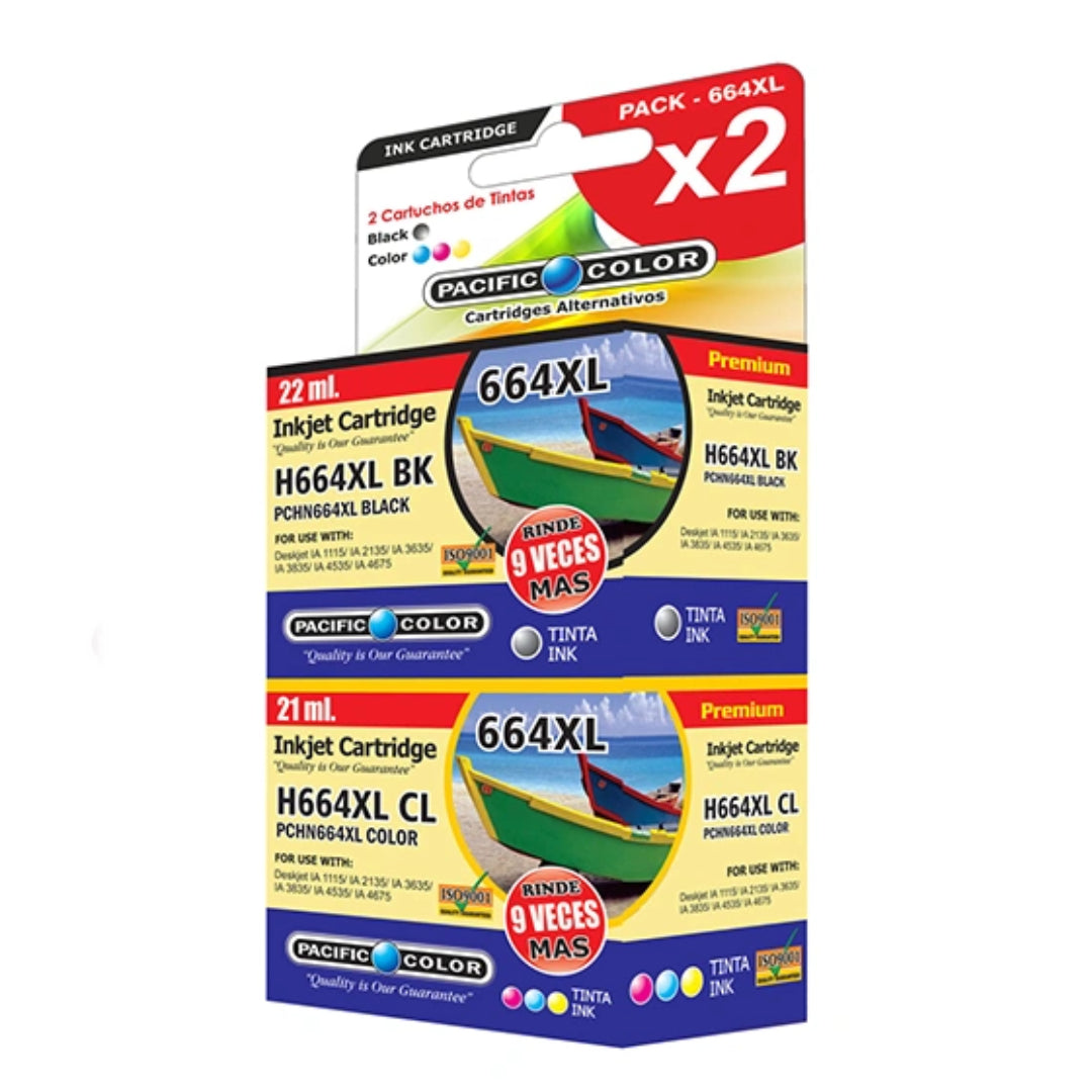 PACK TINTA 664XL NEGRA-COLOR (HP) PACIFIC COLOR