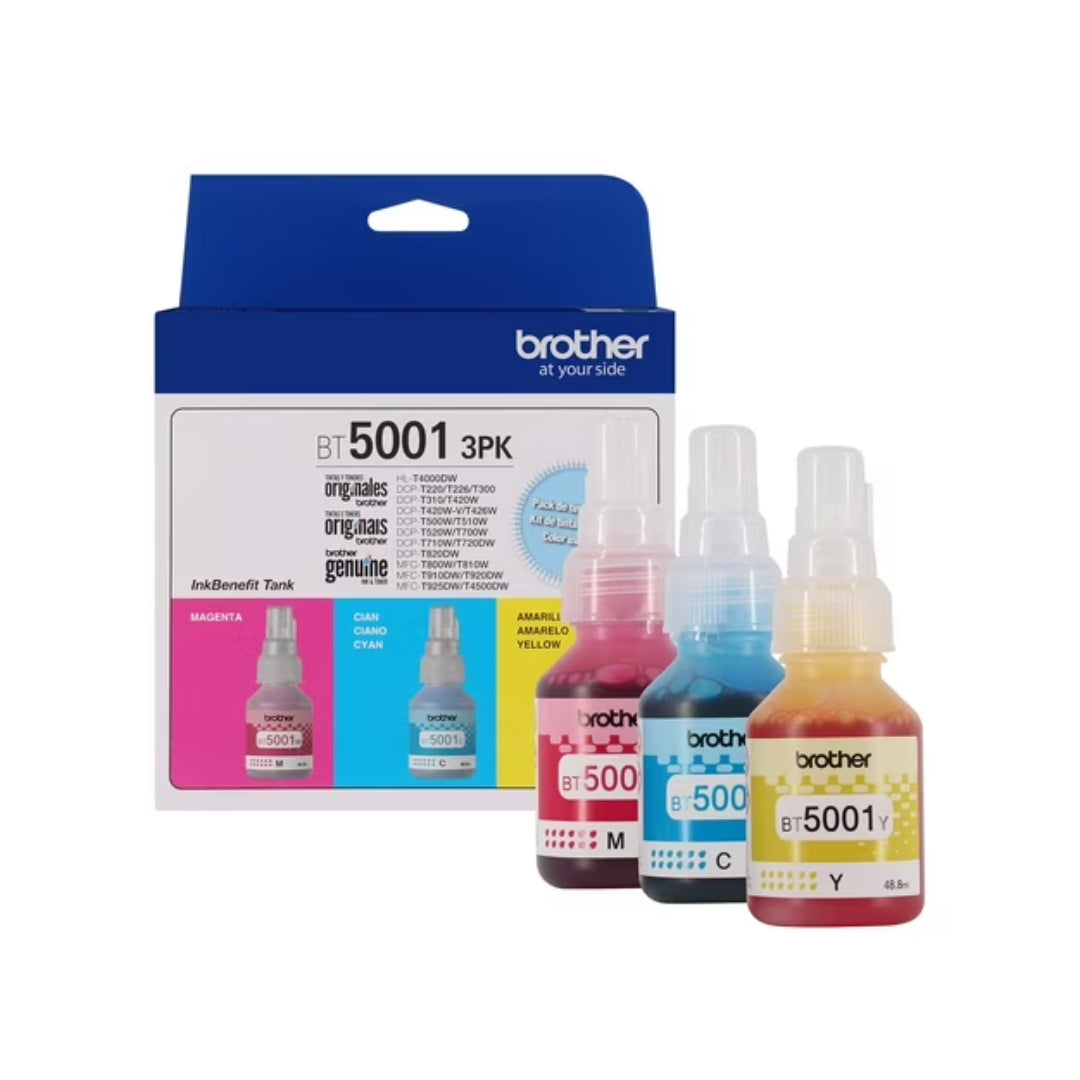 PACK TINTAS BT5001 3 UNIDADES COLORES BROTHER