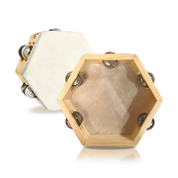 PANDERETA HEXAGONAL CUERO 8" FOLCLORE RMX