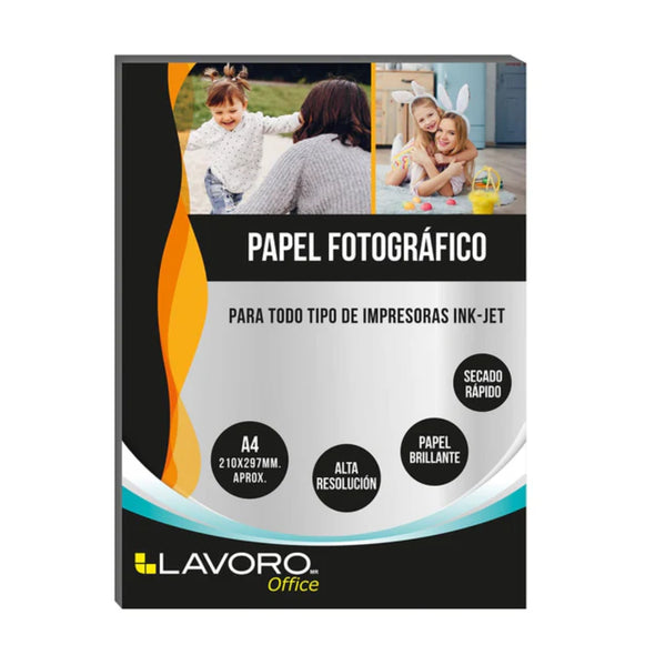 PAPEL FOTOGRAFICO A4 180GR 20 HOJAS LAVORO 507709