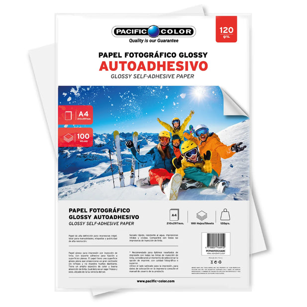 PAPEL FOTOGRAFICO AUTOADHESIVO 100H GLOSSY 120GRAMOS PACIFIC COLOR