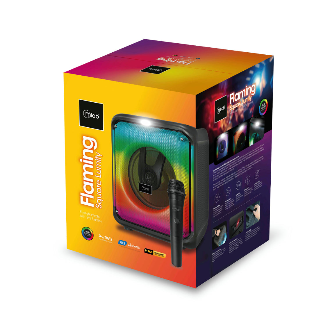 PARLANTE 8" BT FLAMING SQUARE LUMIFY RGB MLAB 9488
