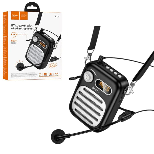 PARLANTE PORTATIL BT + MICROFONO DE CINTILLO HOCO L23