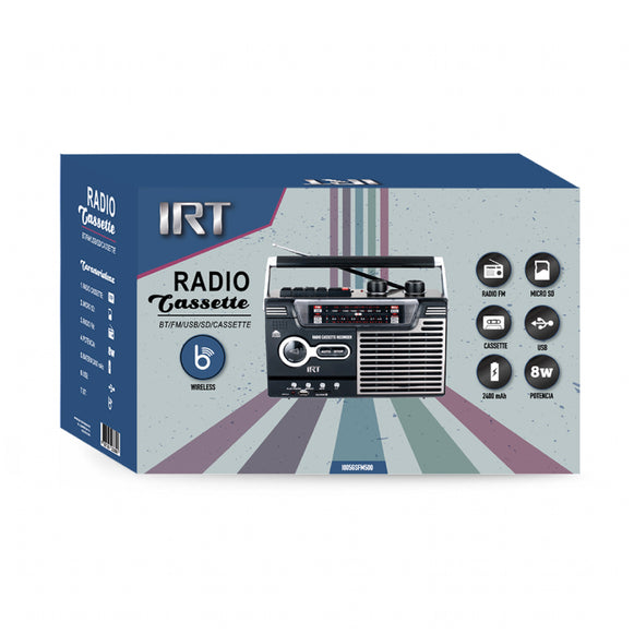 RADIO CASSETTE RETRO RECARGABLE BT IRT FM500