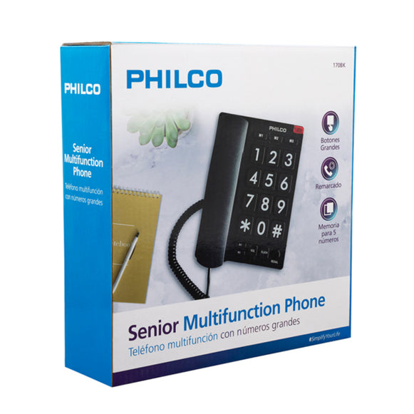 TELEFONO DE MESA NUMEROS GRANDE PHILCO NEGRO 170BK