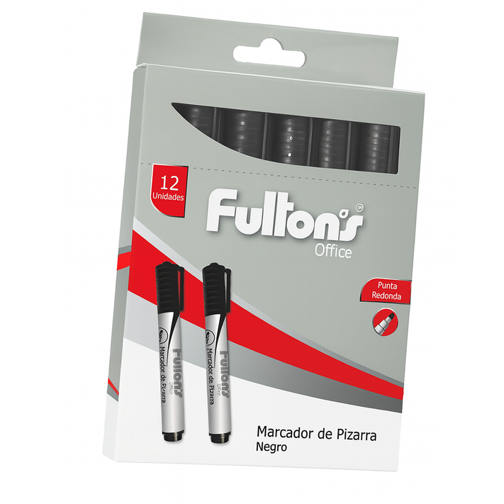 MARCADORES PIZARRA NEGRO PUNTA REDONDA FULTONS 393815 (PACK 12 UNIDADES)