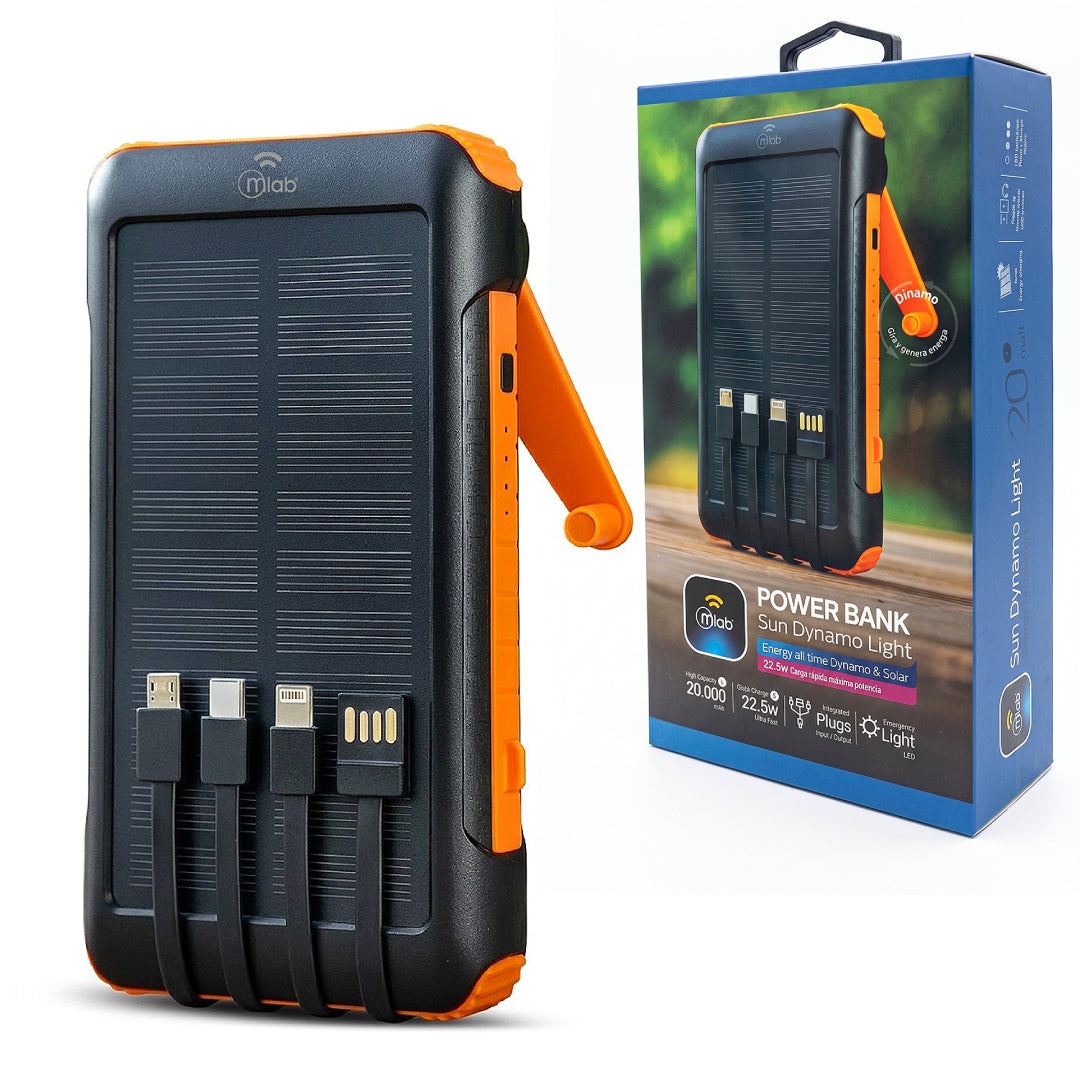 POWERBANK 20000MAH CARGA SOLAR + DYNAMO MLAB 9655