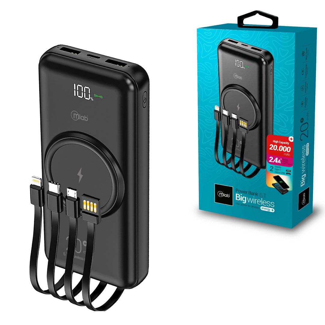 POWERBANK + CARGA INALAMBRICA PORTATIL 20.000MAH MLAB 9411