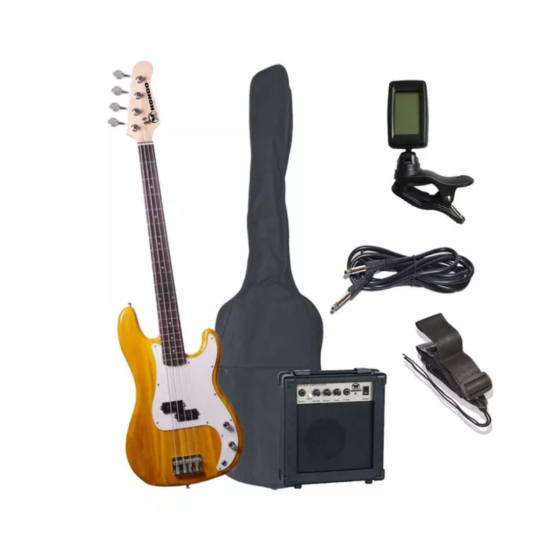 Pack Bajo Eléctrico 4 Cuerdas Natural Hondo HGP-730