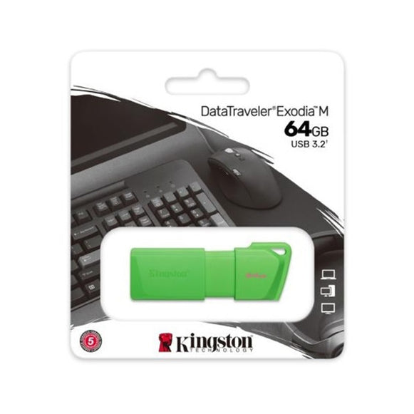 Pendrive Usb 64GB 3.2 Exodia M Verde Kingston