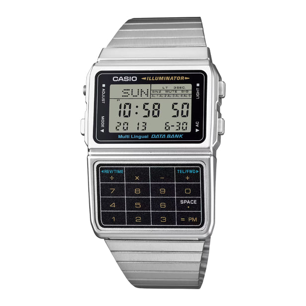 Reloj Casio DBC 611 1DF Hombre Data Bank Calculadora Hora Dual