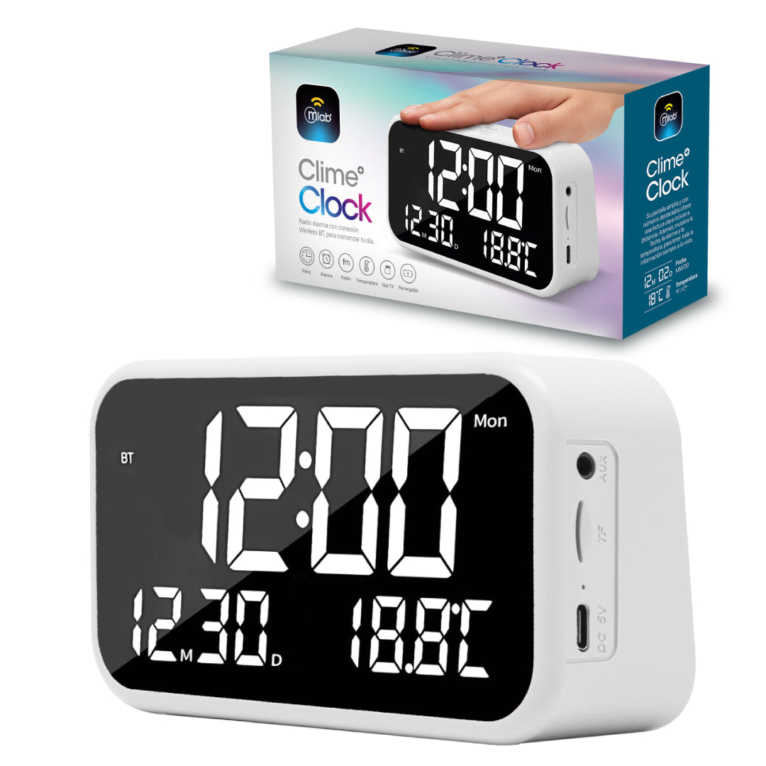 RELOJ DIGITAL + PARLANTE CLIME CLOCK BLANCO MLAB 9686