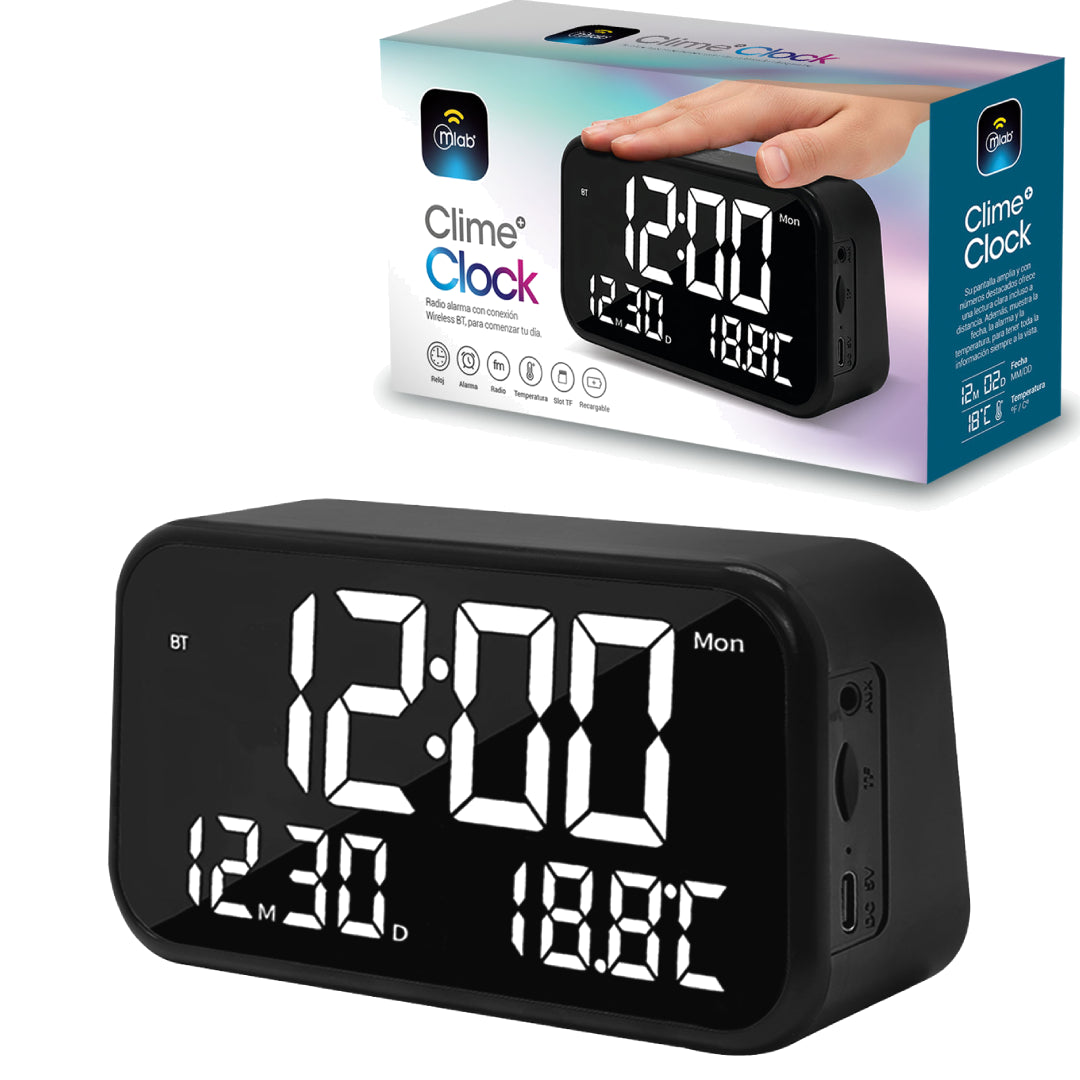 RELOJ DIGITAL + PARLANTE CLIME CLOCK NEGRO MLAB 9685