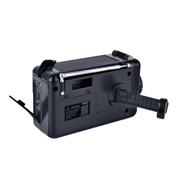 Radio Emergency Alert Recargable Solar Negra 9585