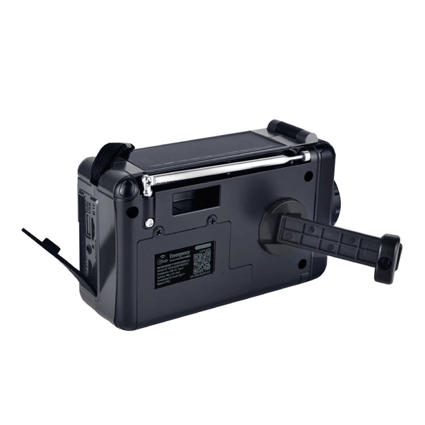 Radio Emergency Alert Recargable Solar Negra 9585