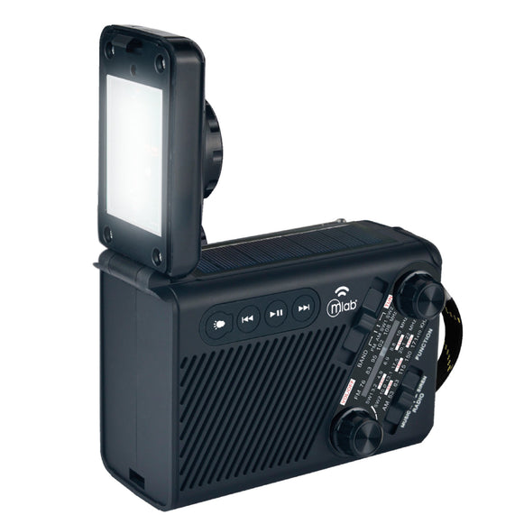 Radio Emergency Alert Recargable Solar Negra 9585