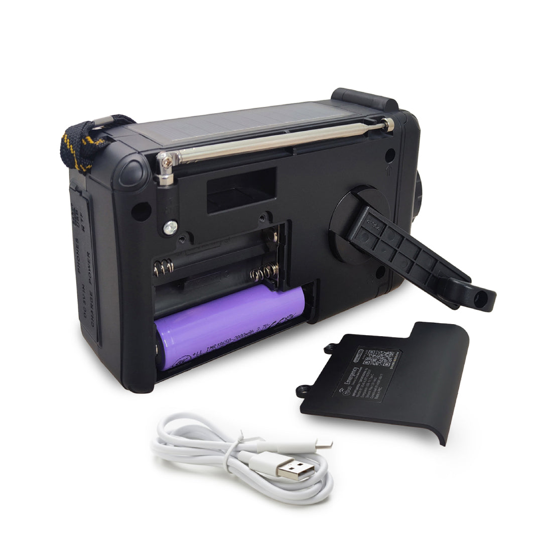 Radio Emergency Alert Recargable Solar Negra 9585