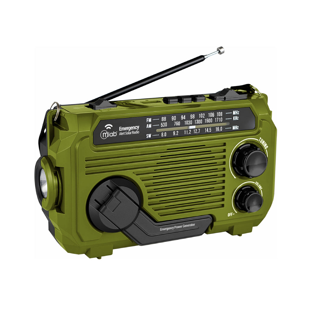 Radio Emergency Alert Recargable Solar Verde MLAB 9584
