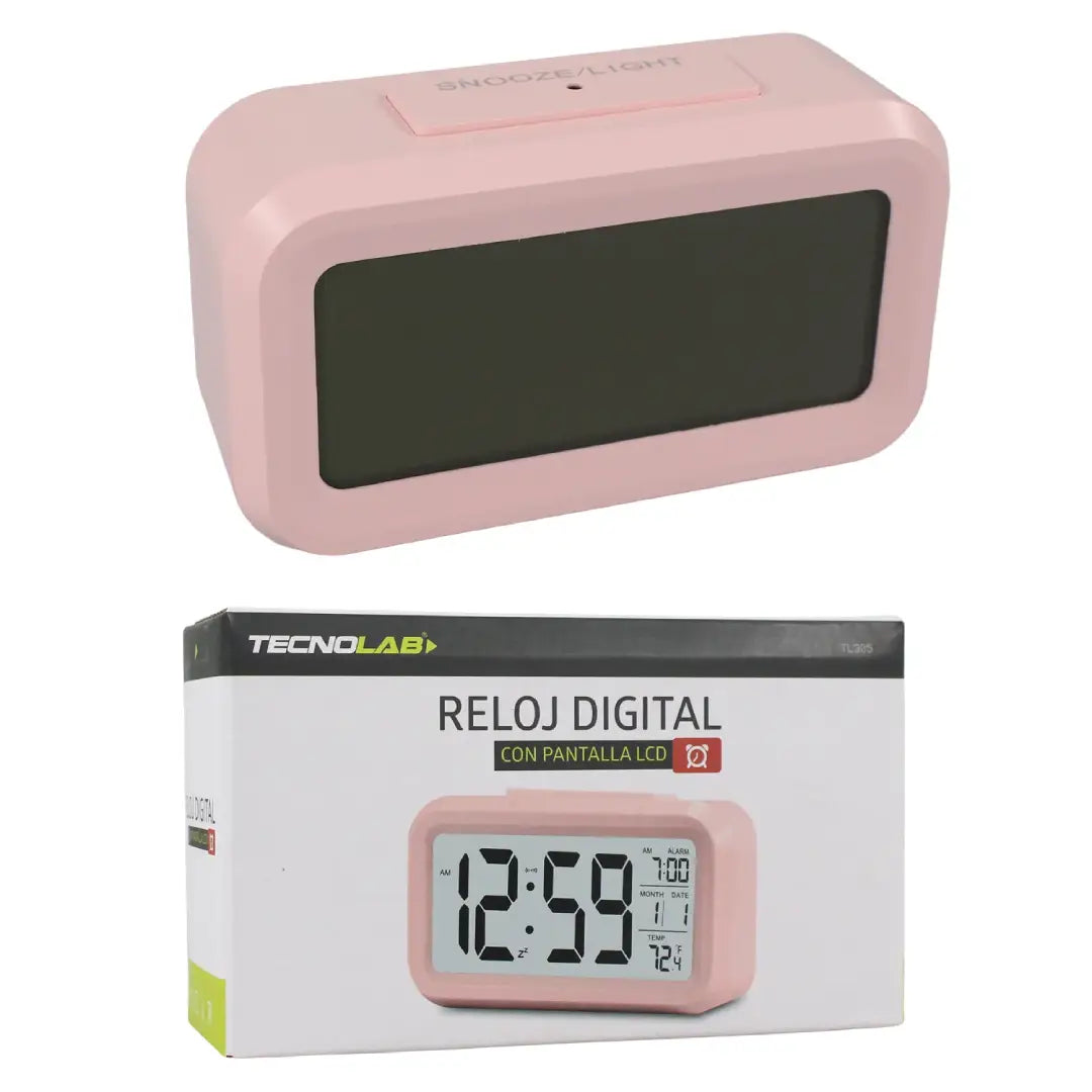Reloj Digital Pantalla LCD ROSA TECNOLAB TL305