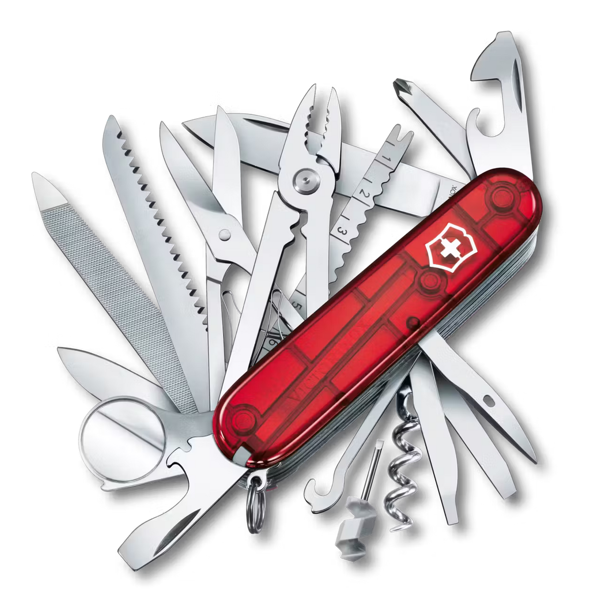 NAVAJA VICTORINOX SWISS CHAMP ROJA TRANSPARENTE 1.6795.T