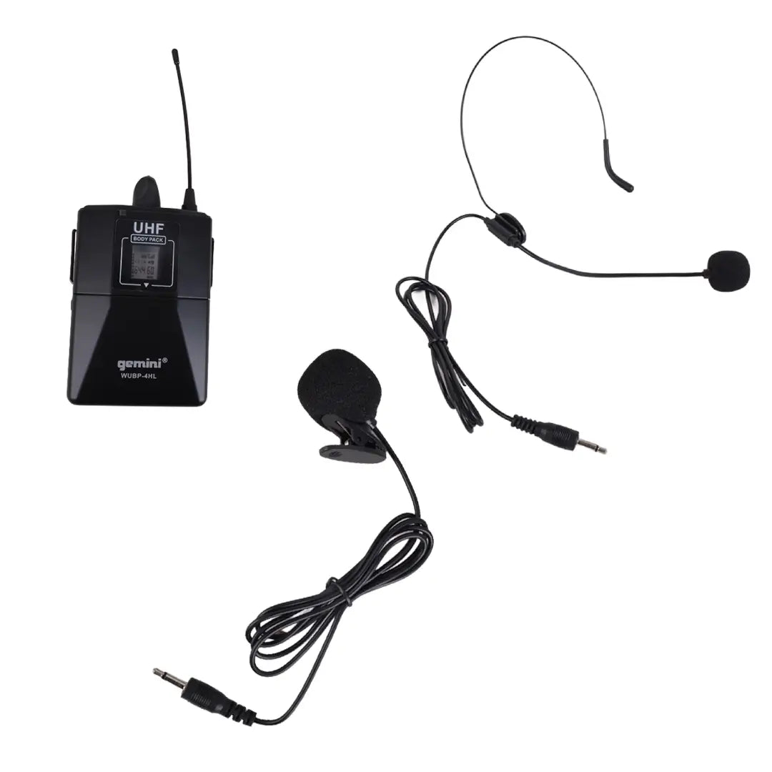 SET DE 4 MICROFONOS CINTILLO INALAMBRICO UHF WUBP-4HL GEMINI