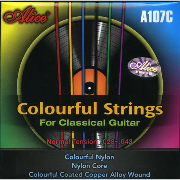 SET DE CUERDAS COLORIDAS PARA GUITARRA CLASICA ALICE A107C