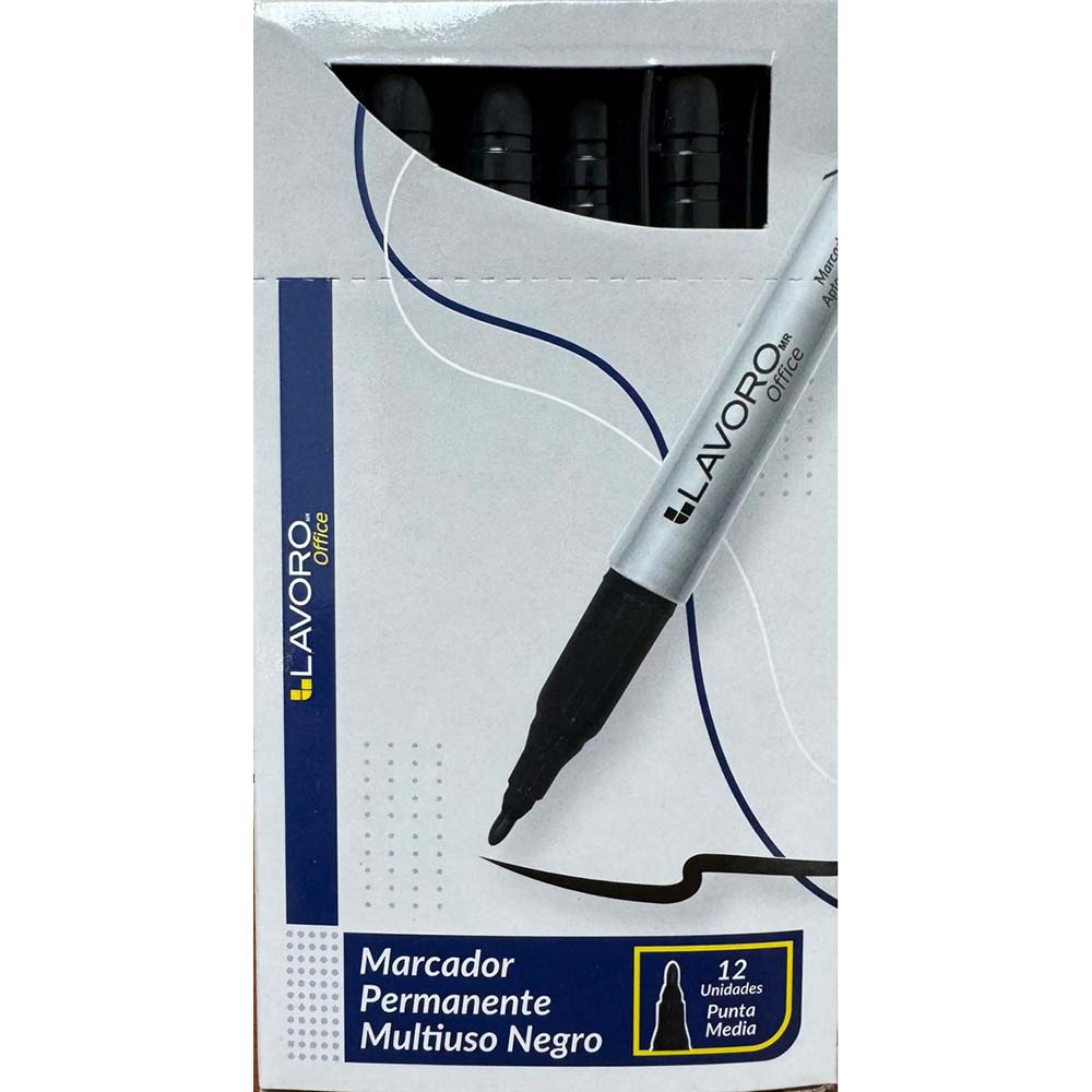 PACK 12 MARCADORES PERMANENTE MULTIUSO PUNTA MEDIA LAVORO 387502
