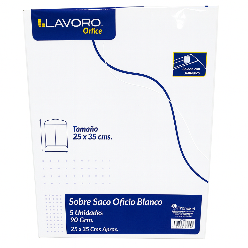 SOBRE SACO OFICIO BLANCO PACK 5 UNID. LAVORO 560689