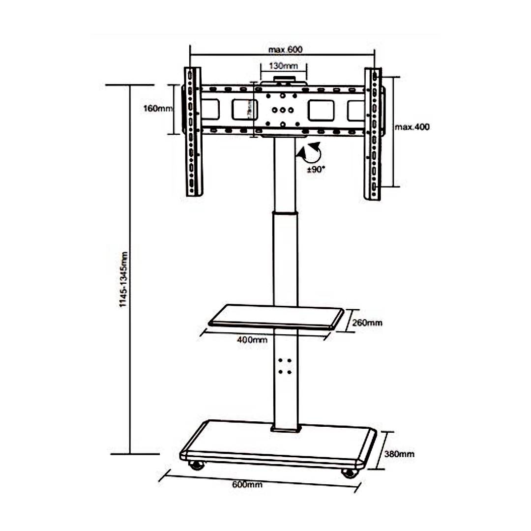 SOPORTE PARA TV 32-70" DE PISO MOVIL/GIRATORIO POLARLAND PMT60R