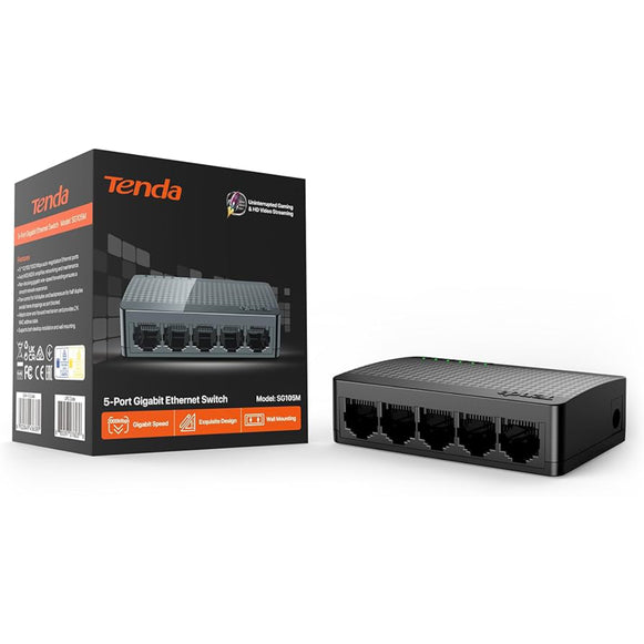 SWITCH 5 PUERTOS ETHERNET GIGABIT SG105M TENDA