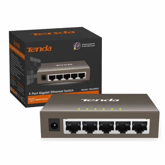 SWITCH 5 PUERTOS ETHERNET GIGABIT TEG1005D TENDA