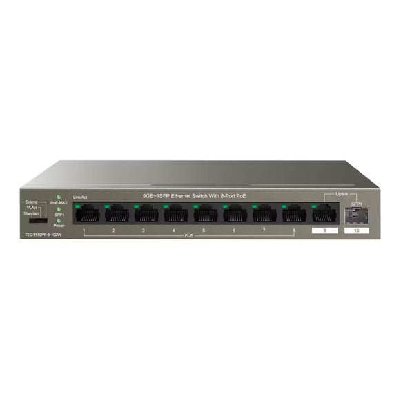 SWITCH 9GE 8 PUERTOS + 1SFP TEG1110PF-8-102W TENDA