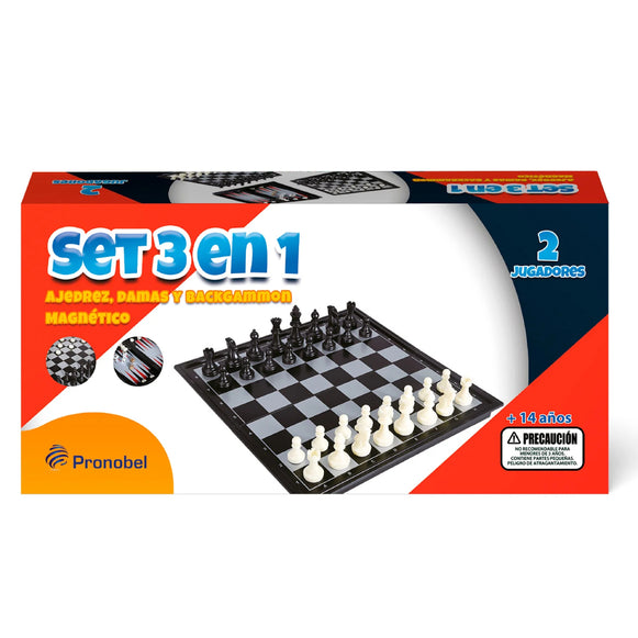 Set 3 En 1 Magnetico (Ajedrez, Dama y Backgammon) Pronobel