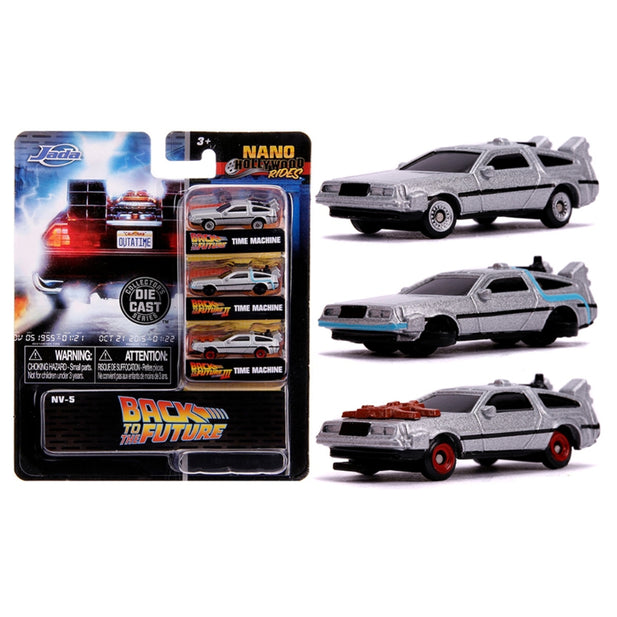 Set 3 Mini Autos de Volver al Futuro JADA 31583