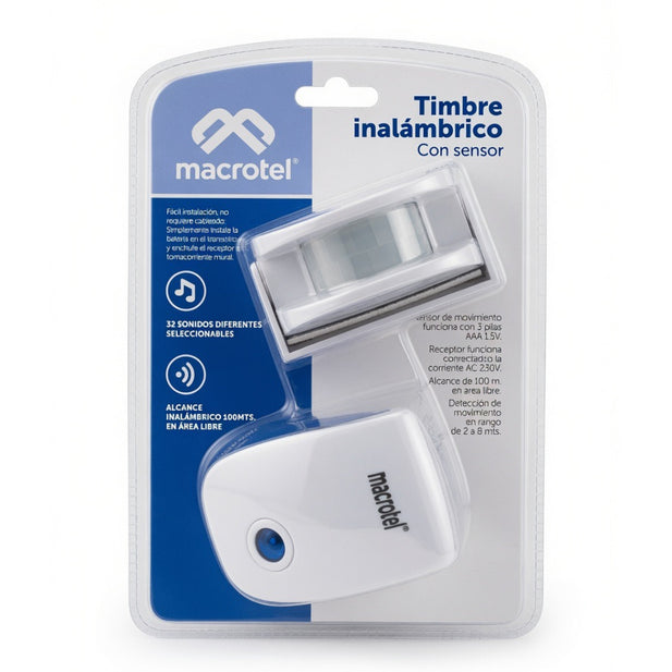 TIMBRE INALAMBRICO CON SENSOR MACROTEL T-i228