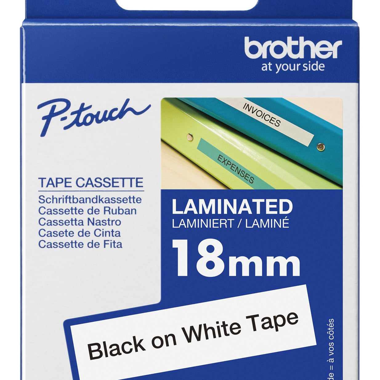 CINTA ROTULADORA NEGRO SOBRE BLANCO 18mm/8M BROTHER TZE-241